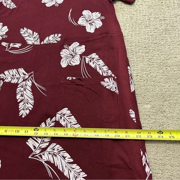 Vintage Floral Boutique Maxi Dress Jacqueline Studio Cotton Maroon White Aloha M - Picture 10 of 11
